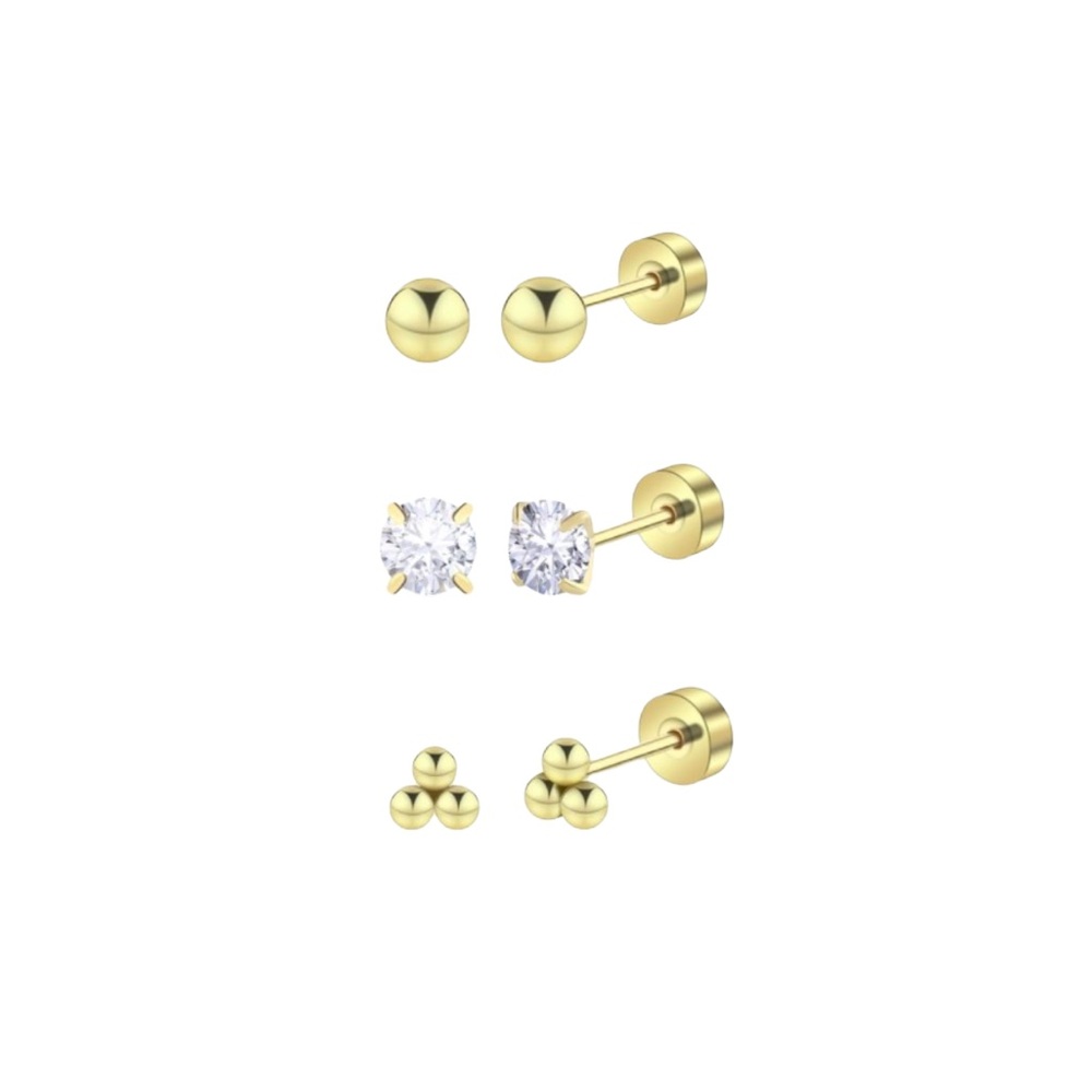 Pip Pop Ouchless Ball Stud Earrings Set